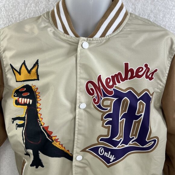 Members Only X Jean Michel Basquiat NWT Mens S Mona Lisa Varsity Bomber Jacket - Picture 5 of 16